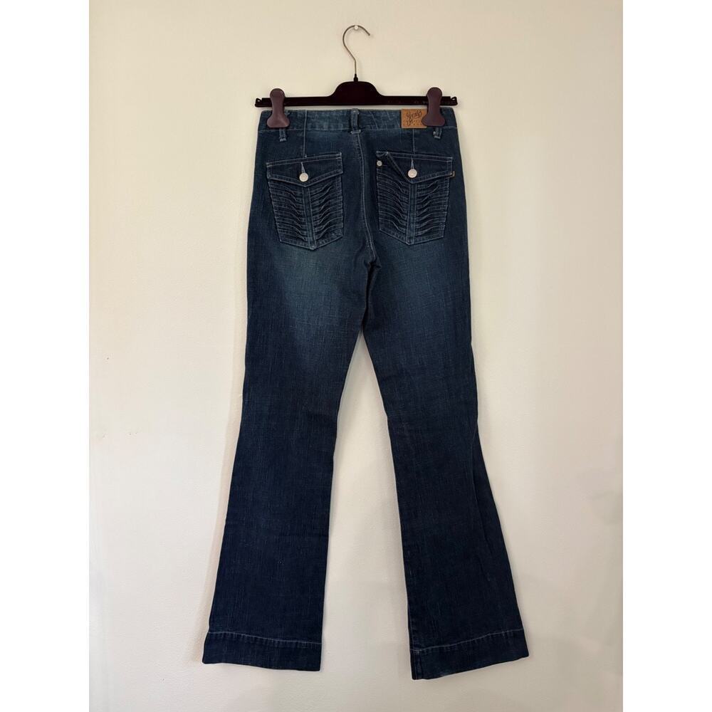 Christian Lacroix Jeans Flare Leg Whiskered y2k mid low rise 27 womens